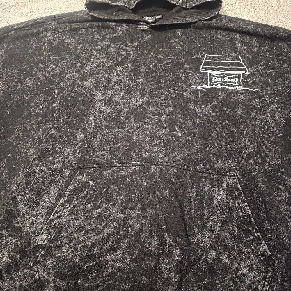 Dogg Supply by Snoop‎ Dogg Men's Acid Wash Hoodie Black Embroidered Size XL